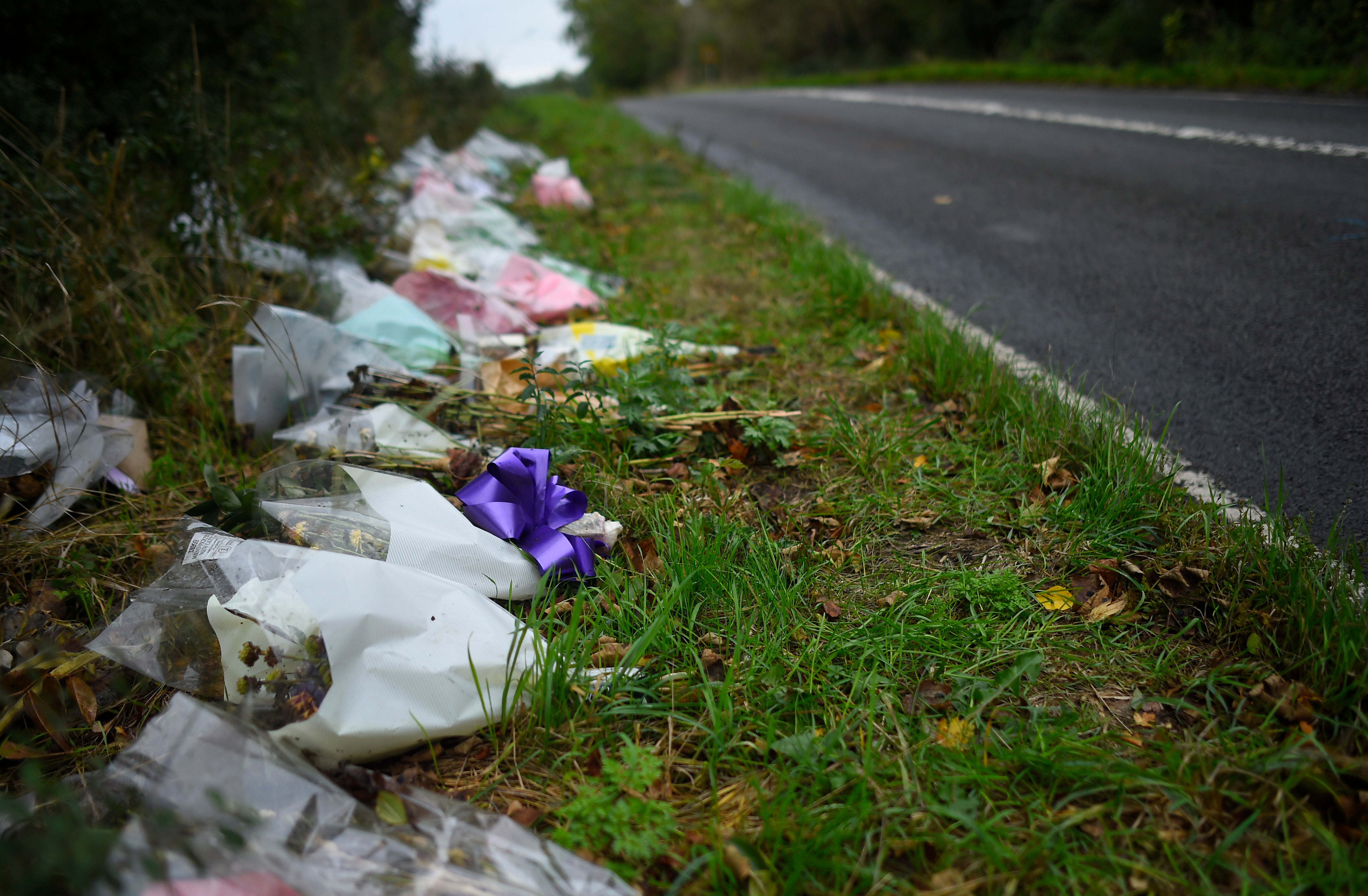 Tributes are left in memory of Harry Dunne near RAF Croughton on 7 October 2019