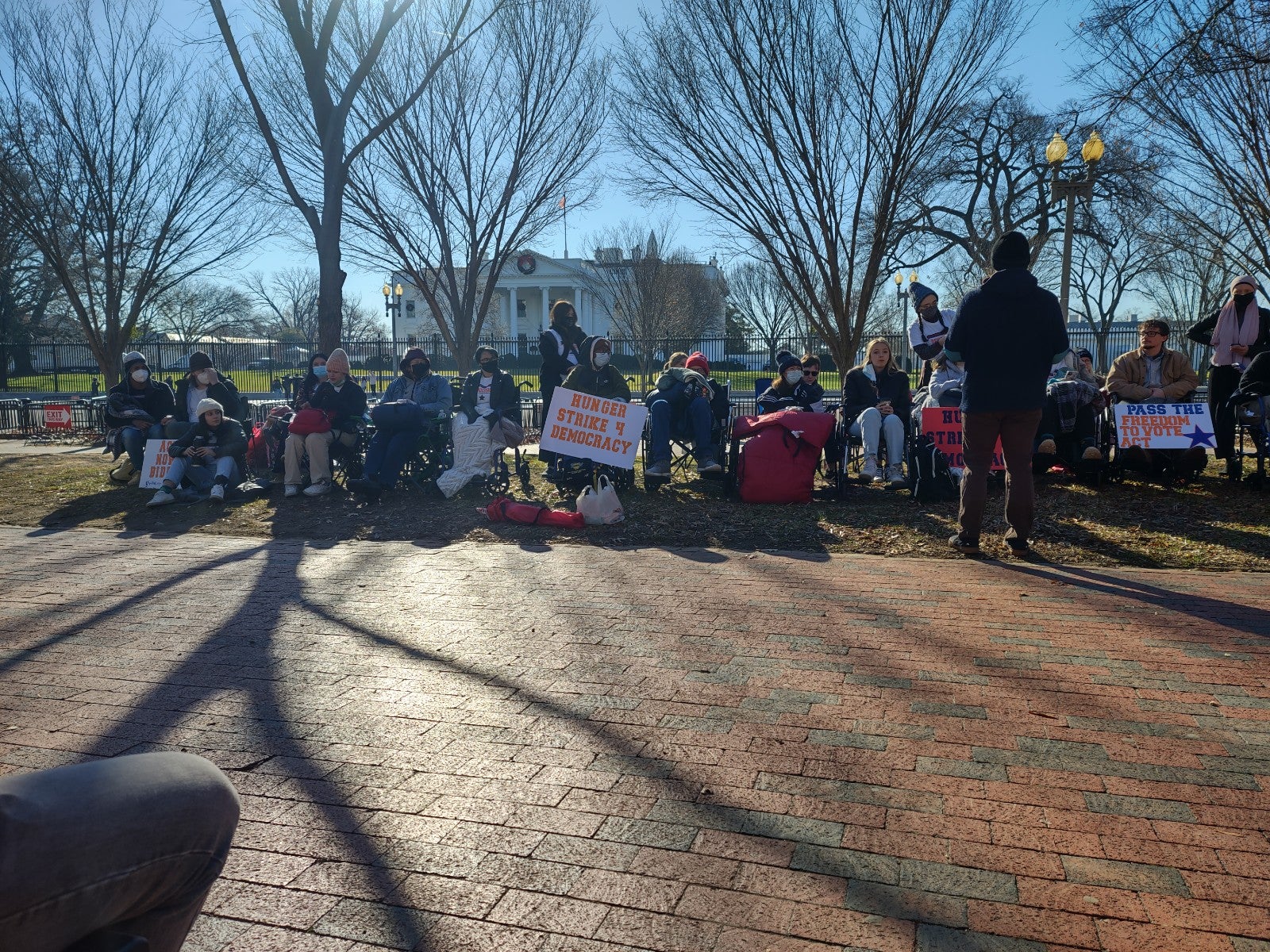 <p>Student activists rally outside the White House on day 8 of a hunger strike for action on legislation to protect voting rights and reform election laws</p>