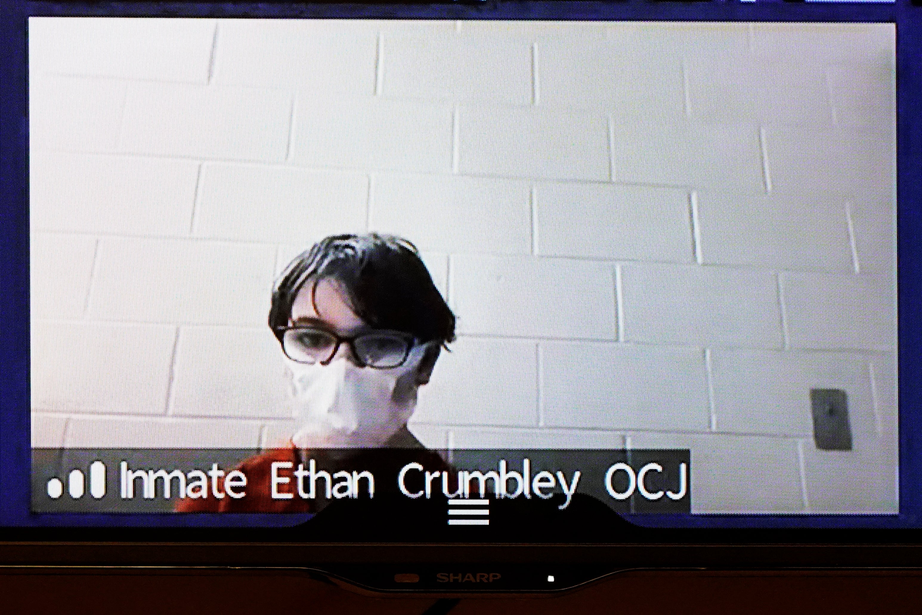 Ethan Crumbley is seen appearing via Zoom for a probable cause conference on Monday afternoon