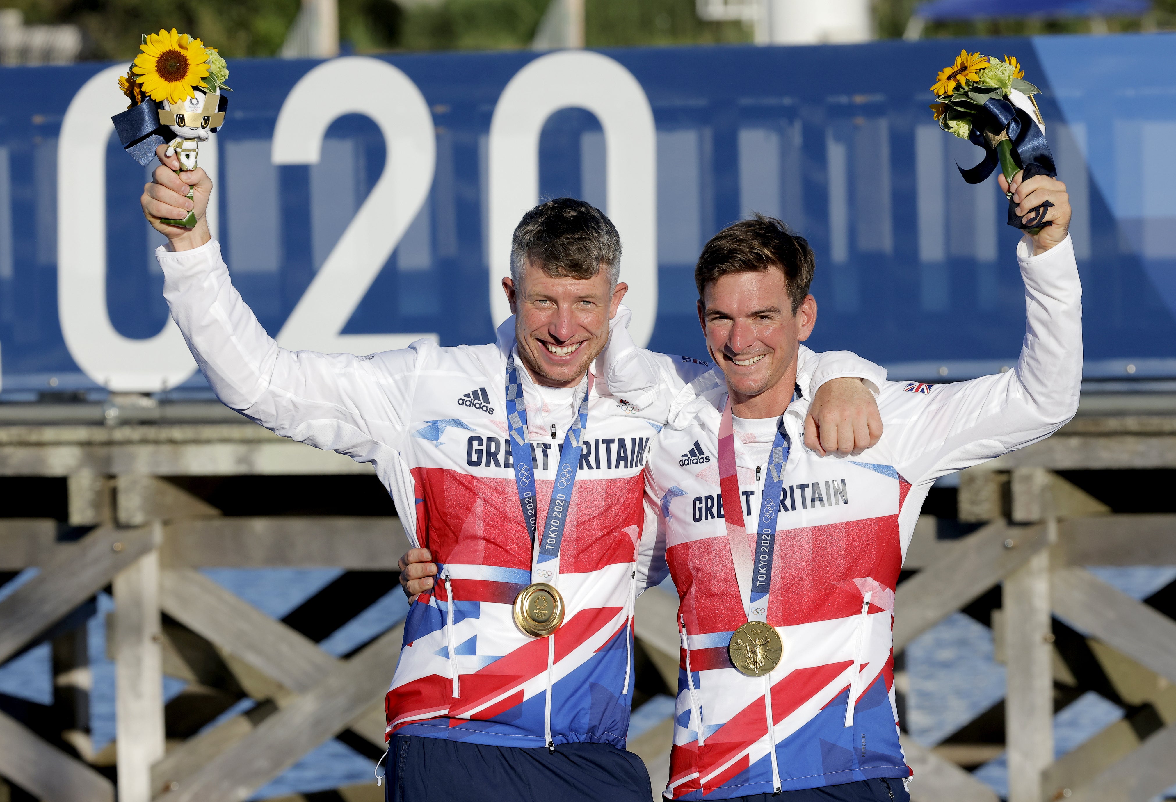 Stuart Bithell (left) won 49er gold with Dylan Fletcher (Kaoru Soehata/PA)