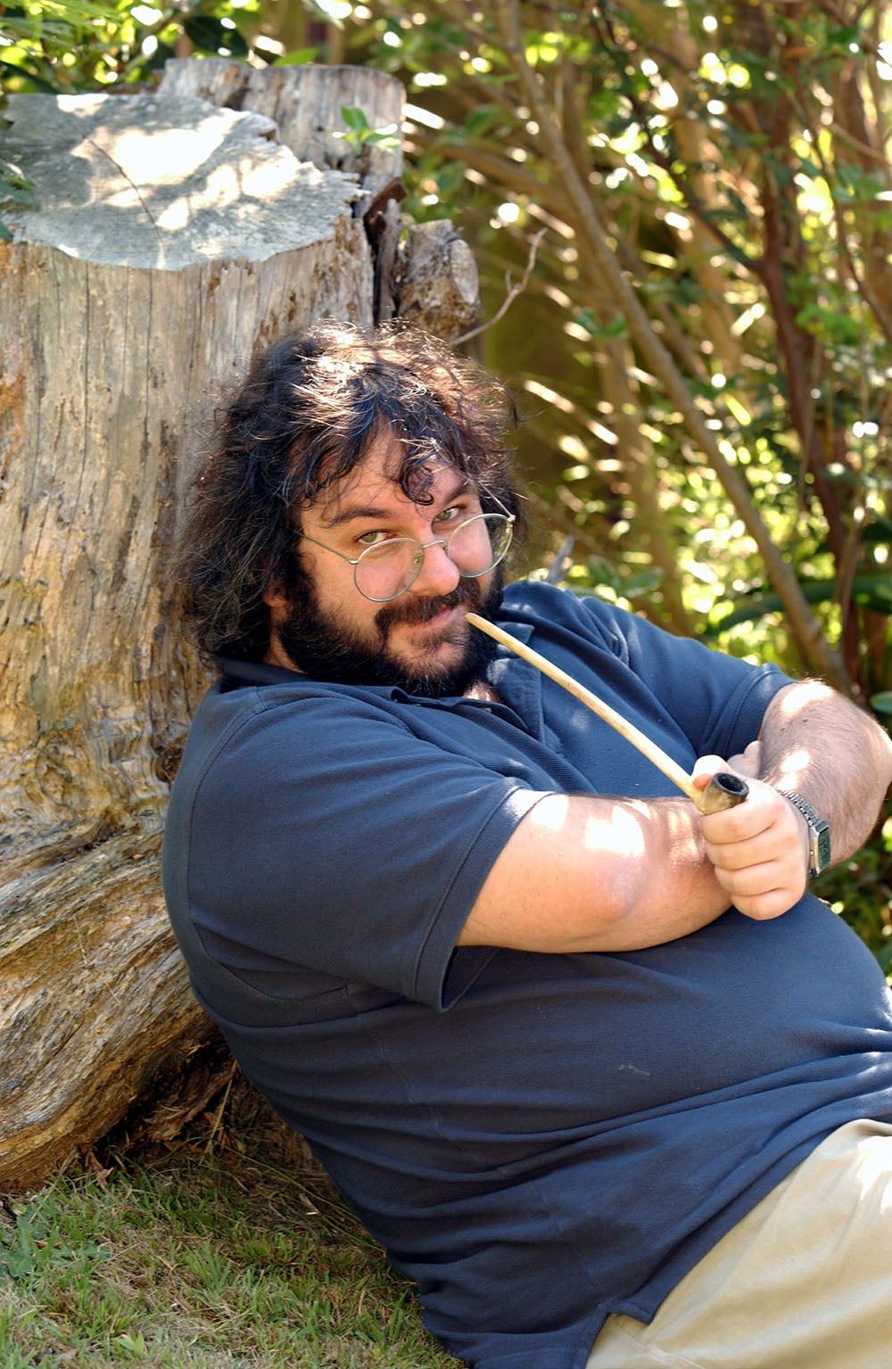 Peter Jackson in the grounds of his New Zealand production office in 2001