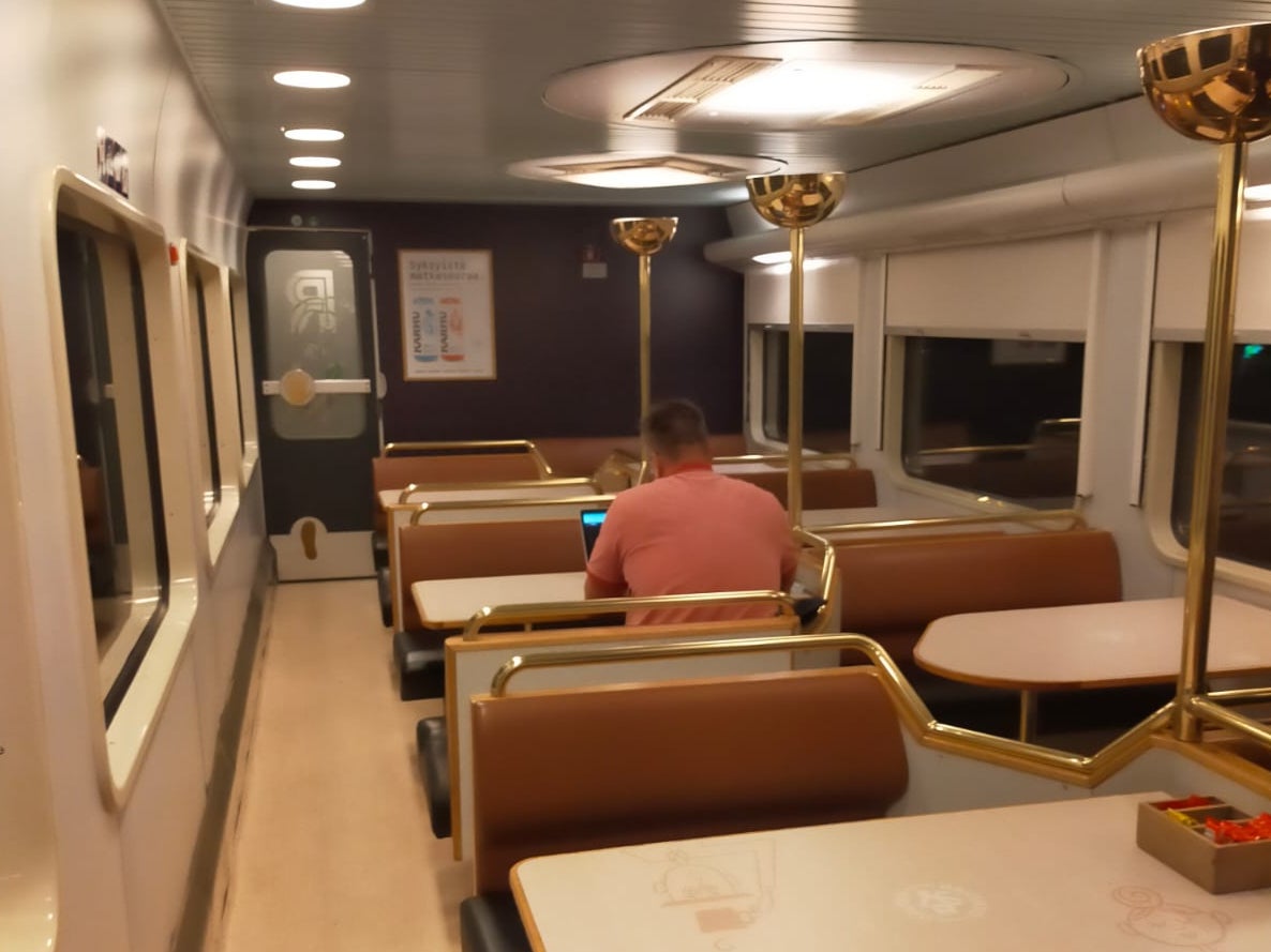 Eat up: The train has a cosy restaurant car