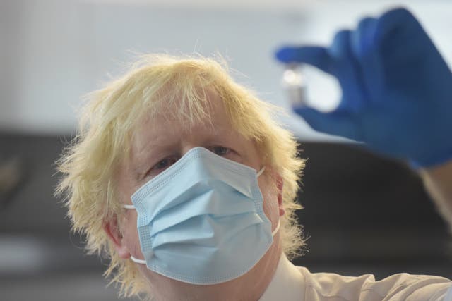 Prime Minister Boris Johnson, pictured during a visit to a vaccination centre in London, has thanked NHS staff in a letter (Jeremy Selwyn/Evening Standard/PA)