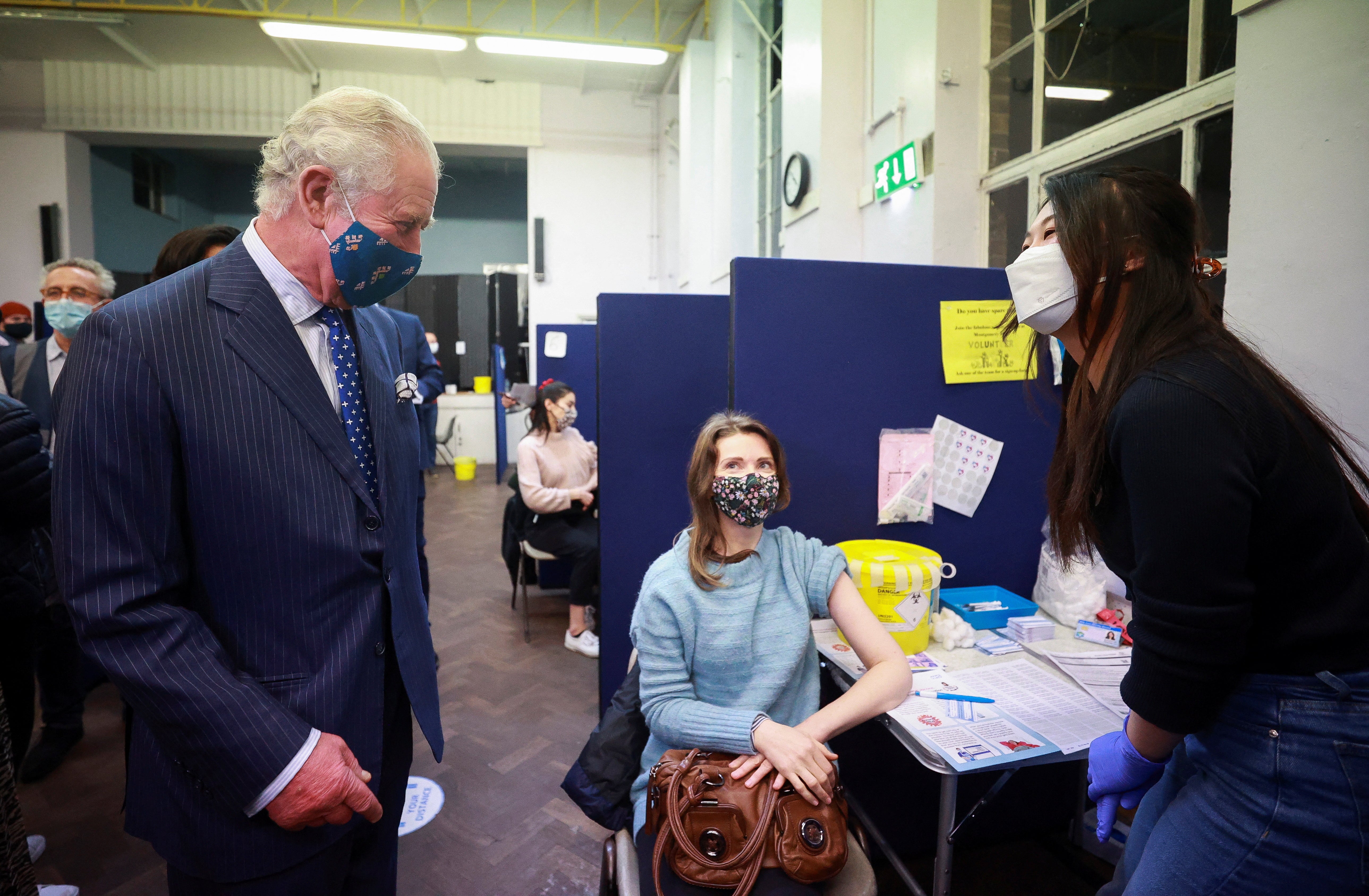 The Prince of Wales during a visit to Lambeth GP Federation Covid Vaccinations Walk-In Centre (Hannah McKay/PA)
