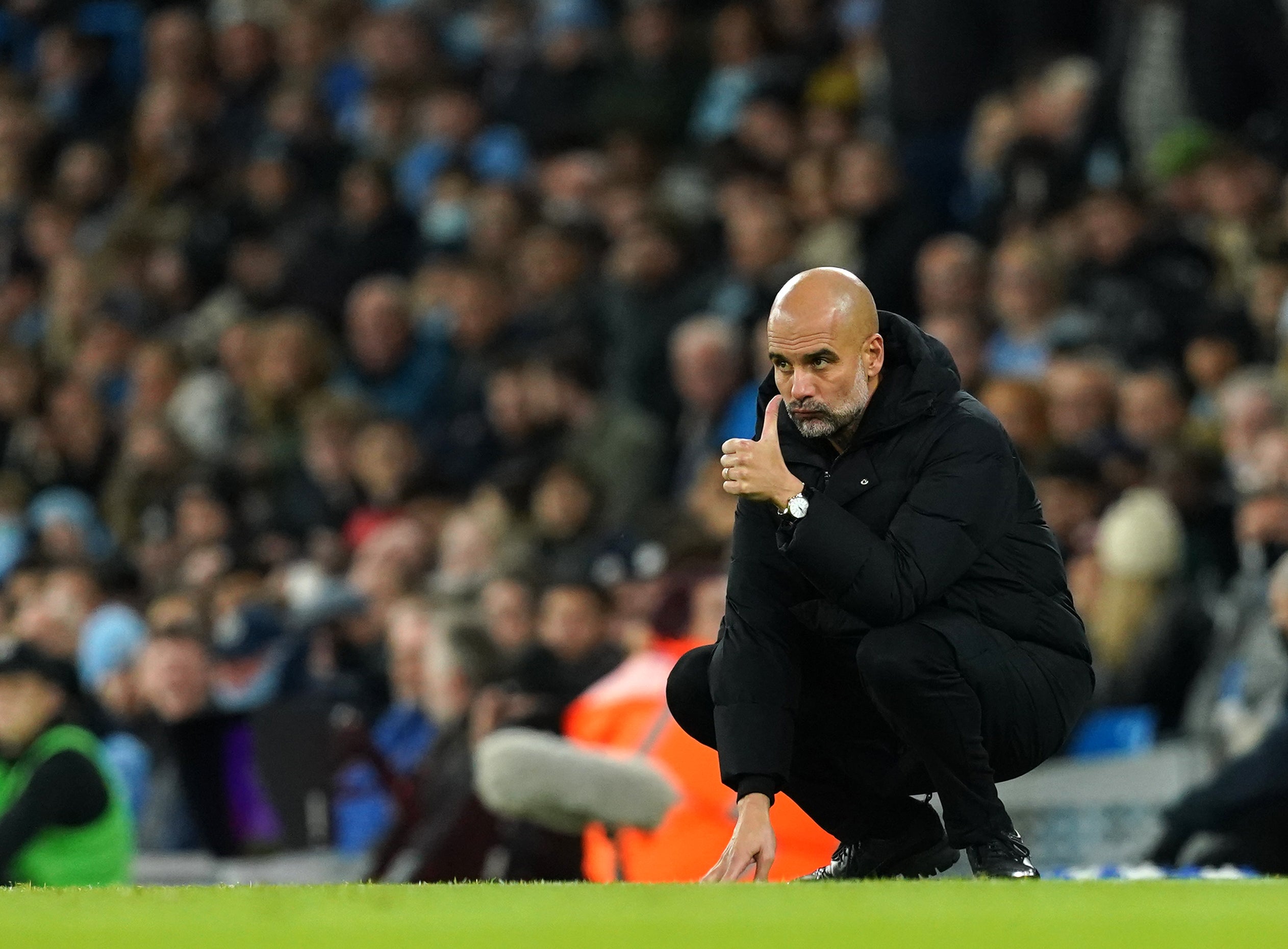 Pep Guardiola, pictured, gave Kevin De Bruyne’s performance the thumbs-up (Martin Rickett/PA)