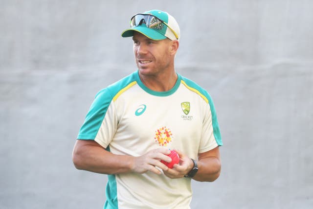 Australia’s David Warner during a nets session at the Adelaide Oval (Jason O’Brien/PA)