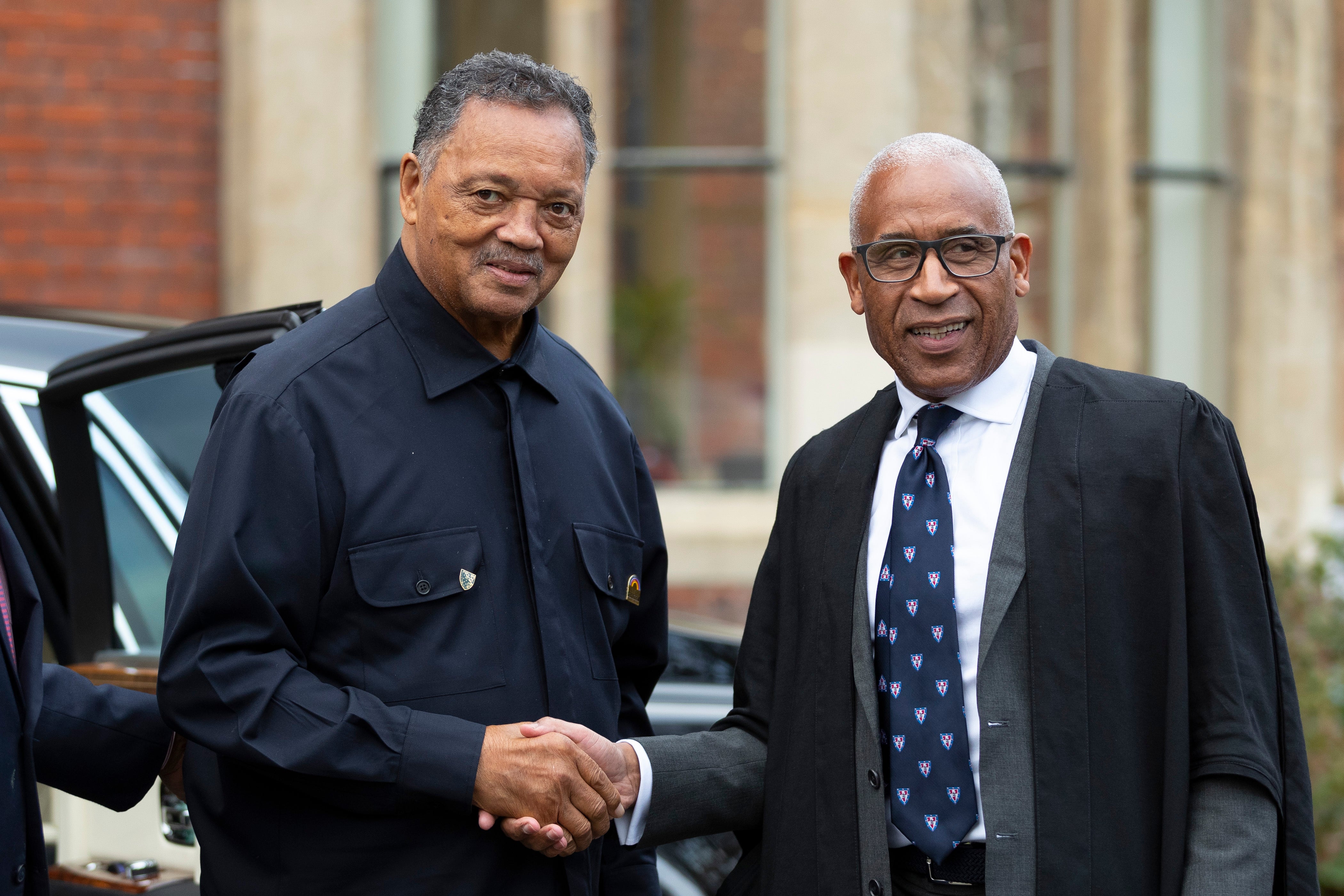 US civil rights activist Reverend Jesse Jackson has been made an honorary fellow of Cambridge’s Homerton College. He is pictured with the college’s principal Lord Woolley (David Johnson/ PA)