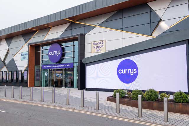 Currys has revealed a slight fall in sales (Currys/PA)