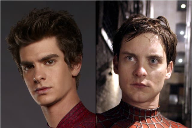 <p>Andrew Garfield and Tobey Maguire as Peter Parker</p>