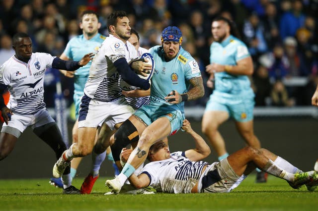 Exeter opened their Champions Cup with a big win over Montpellier, but English clubs could soon struggle in Europe (Steve Haag/PA)