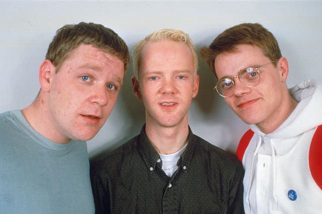 <p>Bronski (left), with bandmates Jimmy Somerville and Larry Steinbachek in 1985 </p>