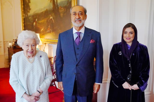 The Queen receives the Sultan of Oman and his wife during an audience at Windsor Castle (Jonathan Brady/PA)