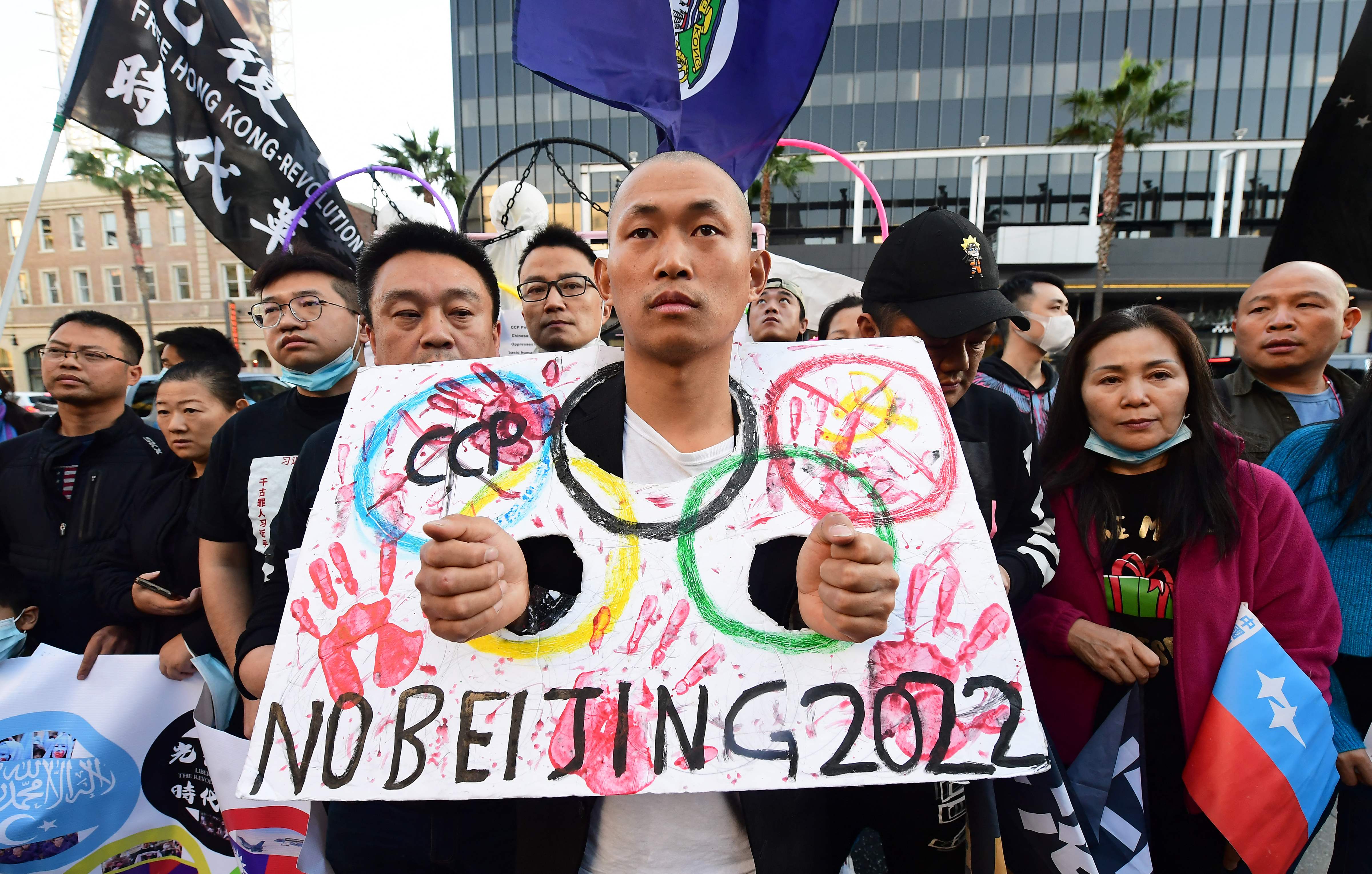 In California, activists have held protests against the 2022 Beijing Winter Olympics