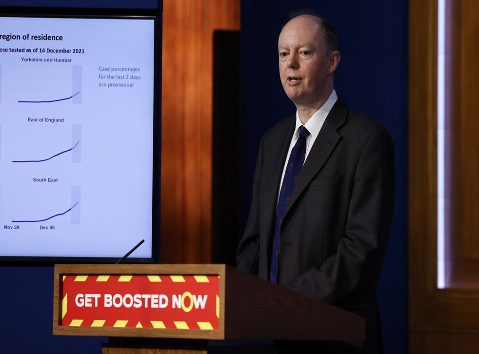 Chief Medical Officer for England Professor Chris Whitty during a media briefing in Downing Street on Covid-19 (PA)