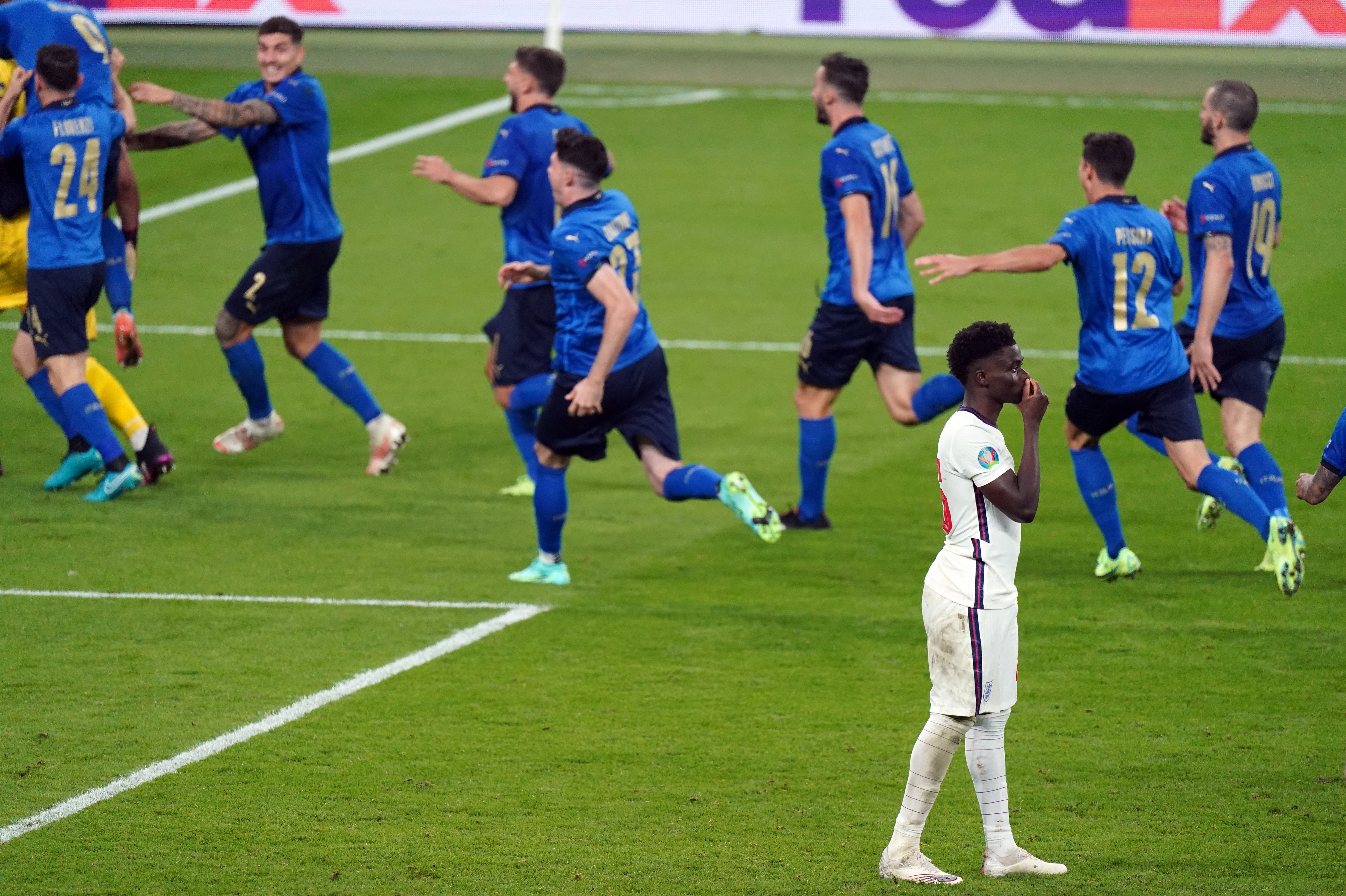 Bukayo Saka was one of three England players who saw their spot-kicks saved (Mike Egerton/PA)