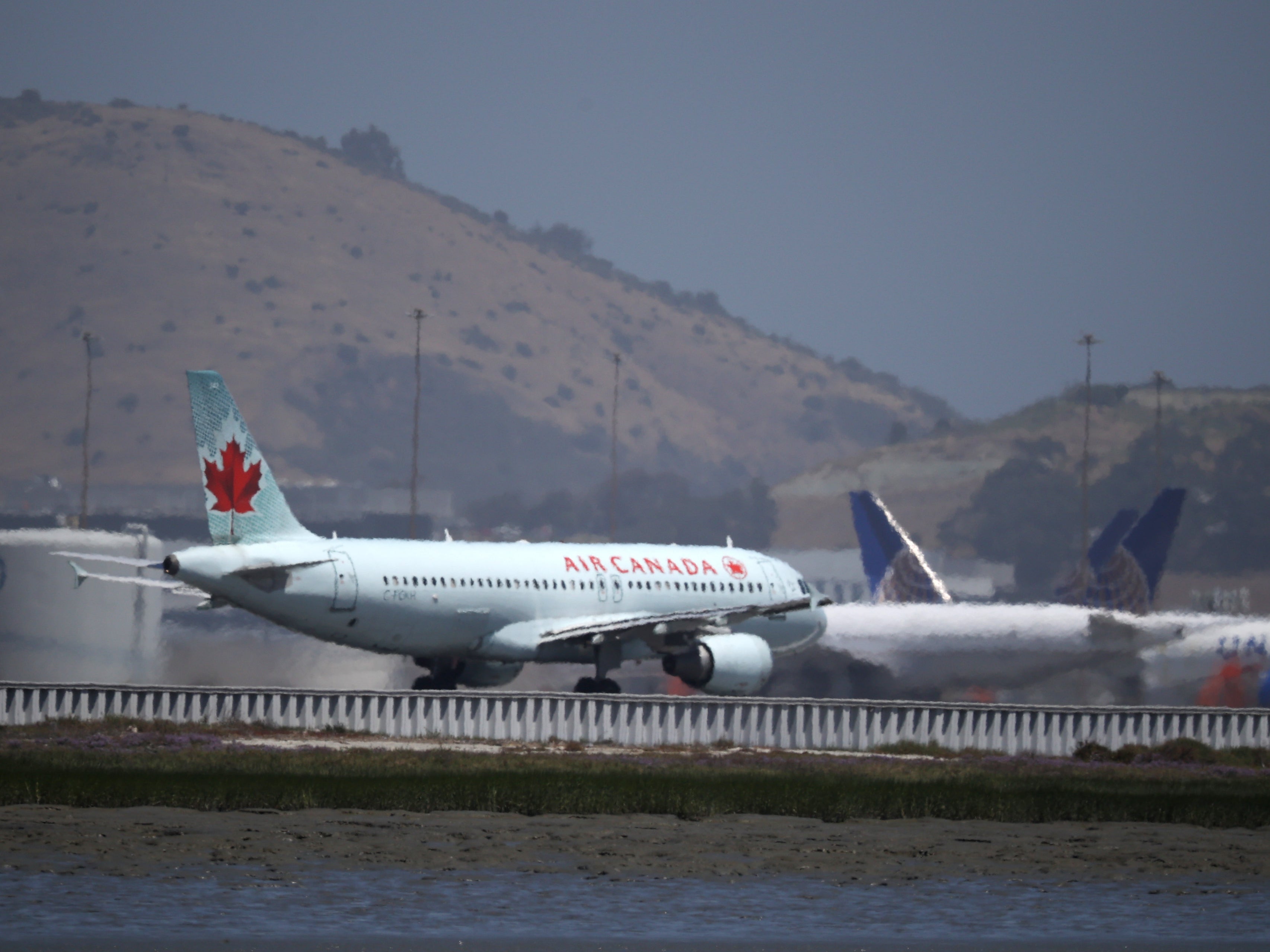 An Air Canada plane at the airport