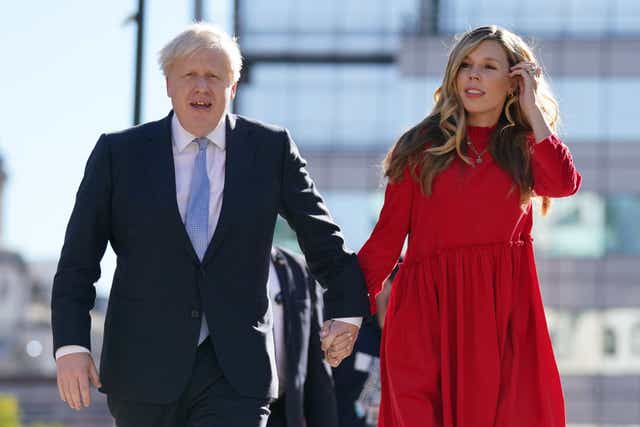 Prime Minister Boris Johnson with his wife Carrie. (Jacob King/PA)
