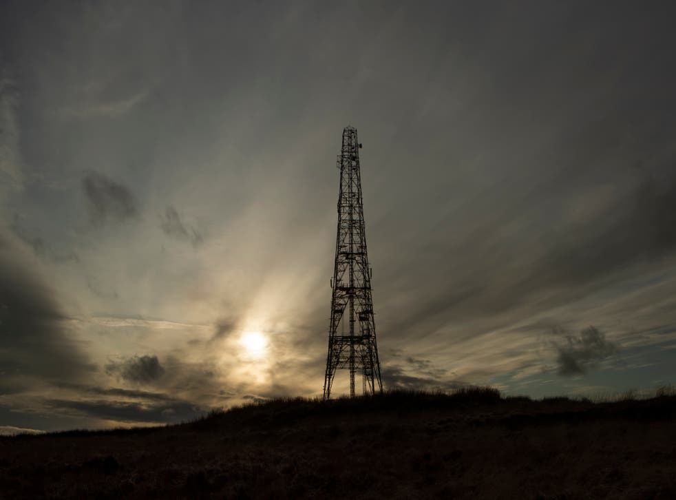 A telecoms tower on Saddleworth Moor in South Pennines. (Danny Lawson/PA)