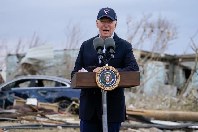 <p>President Joe Biden speaks after touring storm damage in the southeastern US </p>