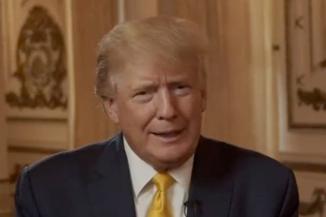 <p>Former President Donald Trump during an interview on Newsmax in which he claimed he brought back the use of the phrase “Merry Christmas"</p>