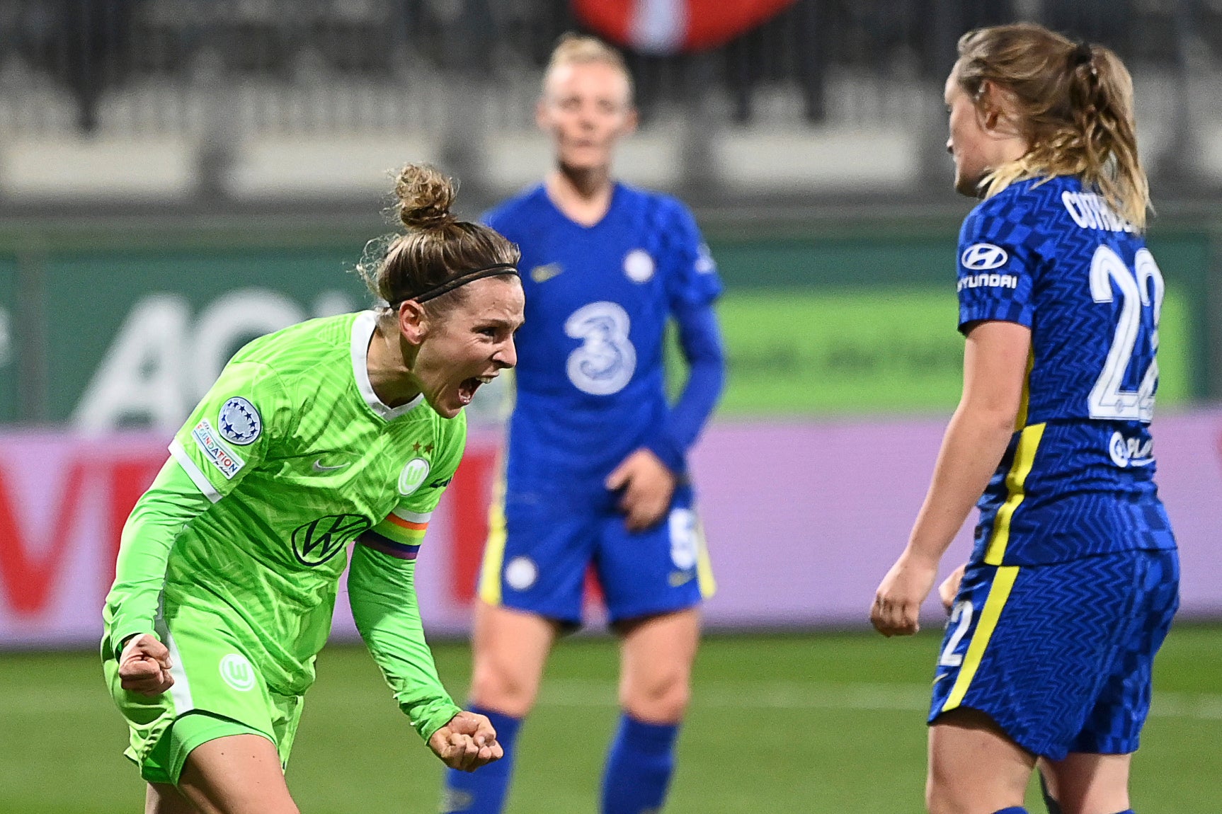 Wolfsburg's Svenja Huth celebrates scoring