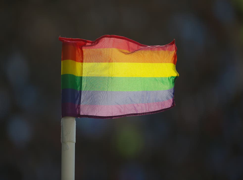 A rainbow coloured corner flag (Barrington Coombs/PA)