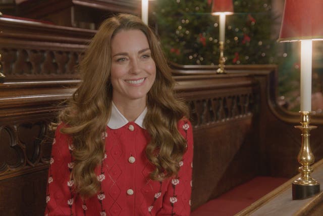 The Duchess of Cambridge in the first trailer for Royal Carols – Together At Christmas (BBC Studios Events/ITV/PA)