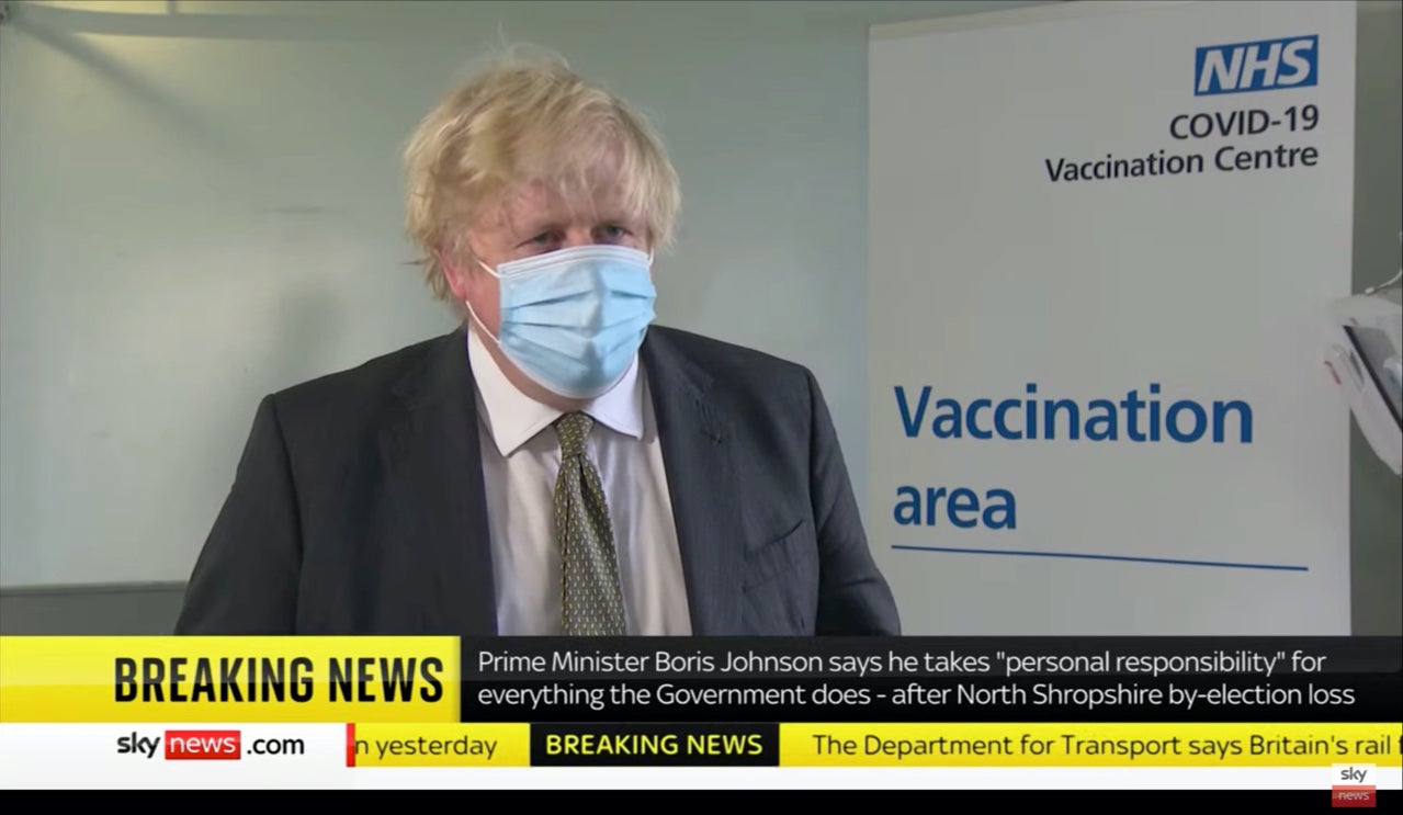 Boris Johnson takes ‘personal responsibility’ for Tory defeat in North Shropshire