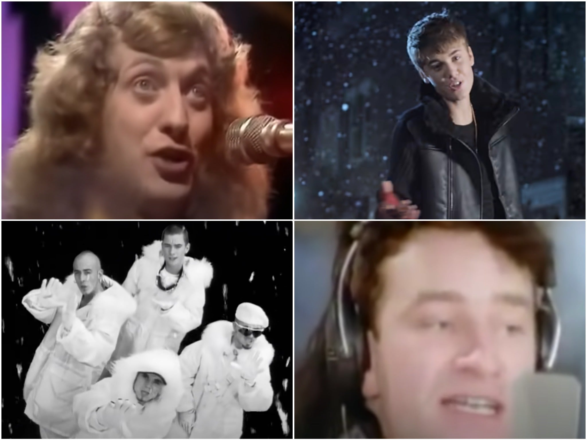 Clockwise from top left: ‘Merry Xmas Everybody’, ‘Mistletoe’, ‘Do They Know It’s Christmas’, ‘Stay Another Day’