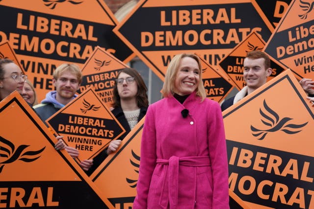 <p>Newly elected MP Helen Morgan in Oswestry, Shropshire, following her victory in the North Shropshire by-election </p>