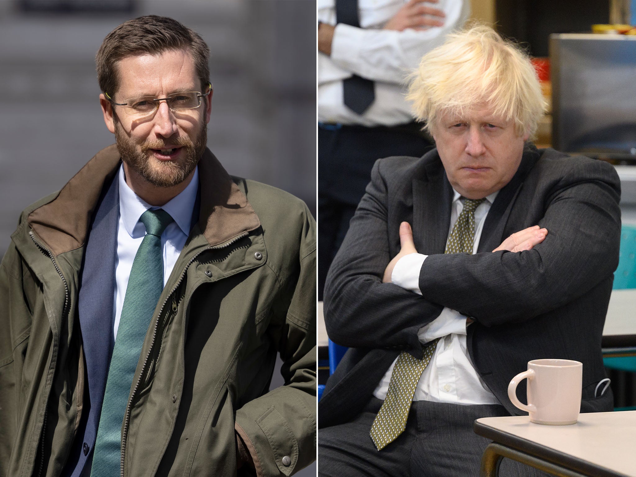 Simon Case, left, and Boris Johnson