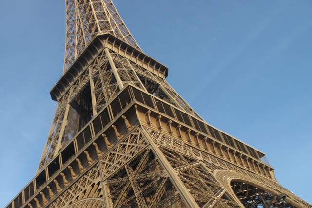 <p>Winter gold: the Eiffel Tower, newly out-of-bounds for British travellers</p>