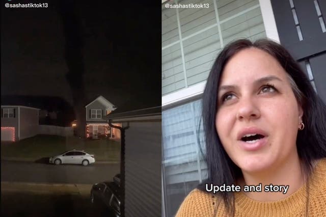 <p>Mother shares moment she realises tornado is approaching her home</p>