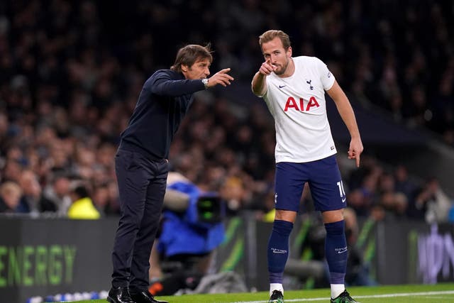 Antonio Conte (left) ranks Harry Kane as one of the best strikers he has worked with (Adam Davy/PA)