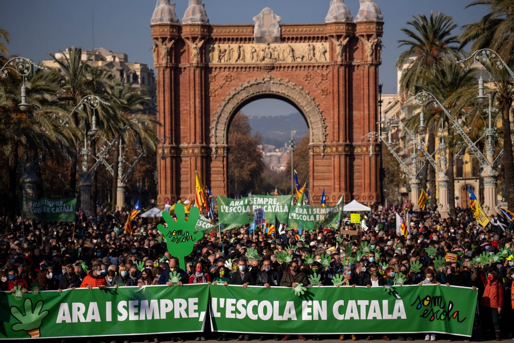 Catalans protest against mandate for more Spanish in schools