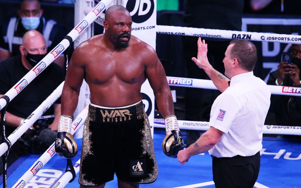 Derek Chisora takes a count during his bout against Joseph Parker