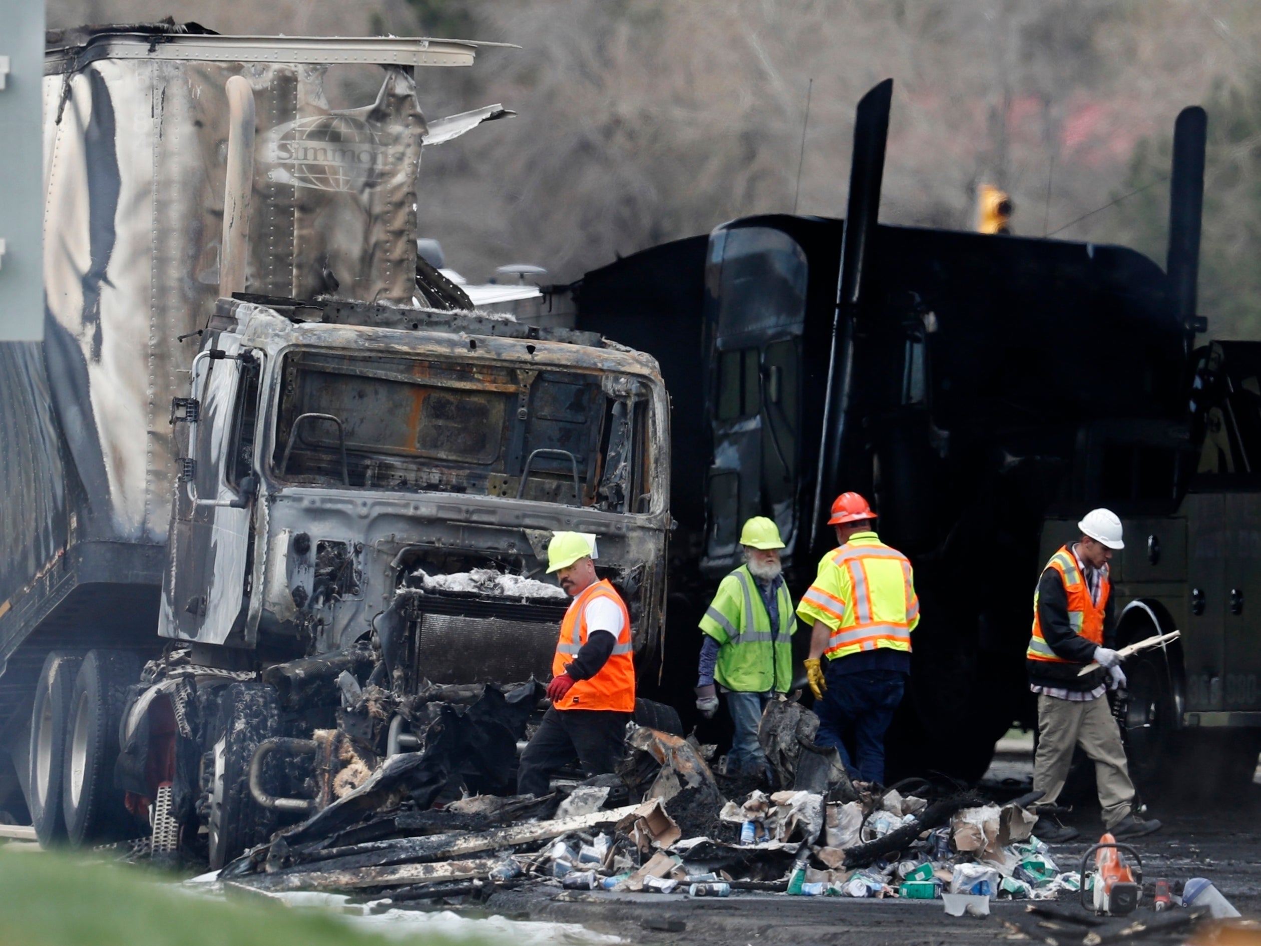 The aftermath of the fiery crash on Interstate 70 in Colorado in April 2019