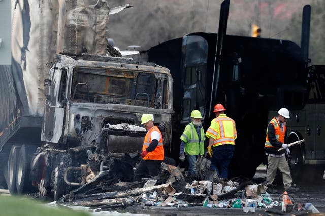 <p>The aftermath of the fatal 28-vehicle crash in Colorado in April 2019 </p>