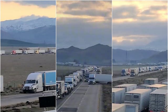 <p>A social media video allegedly shows truckers protesting a driver’s 110-year sentence for causing an accident by refusing to drive through Colorado</p>