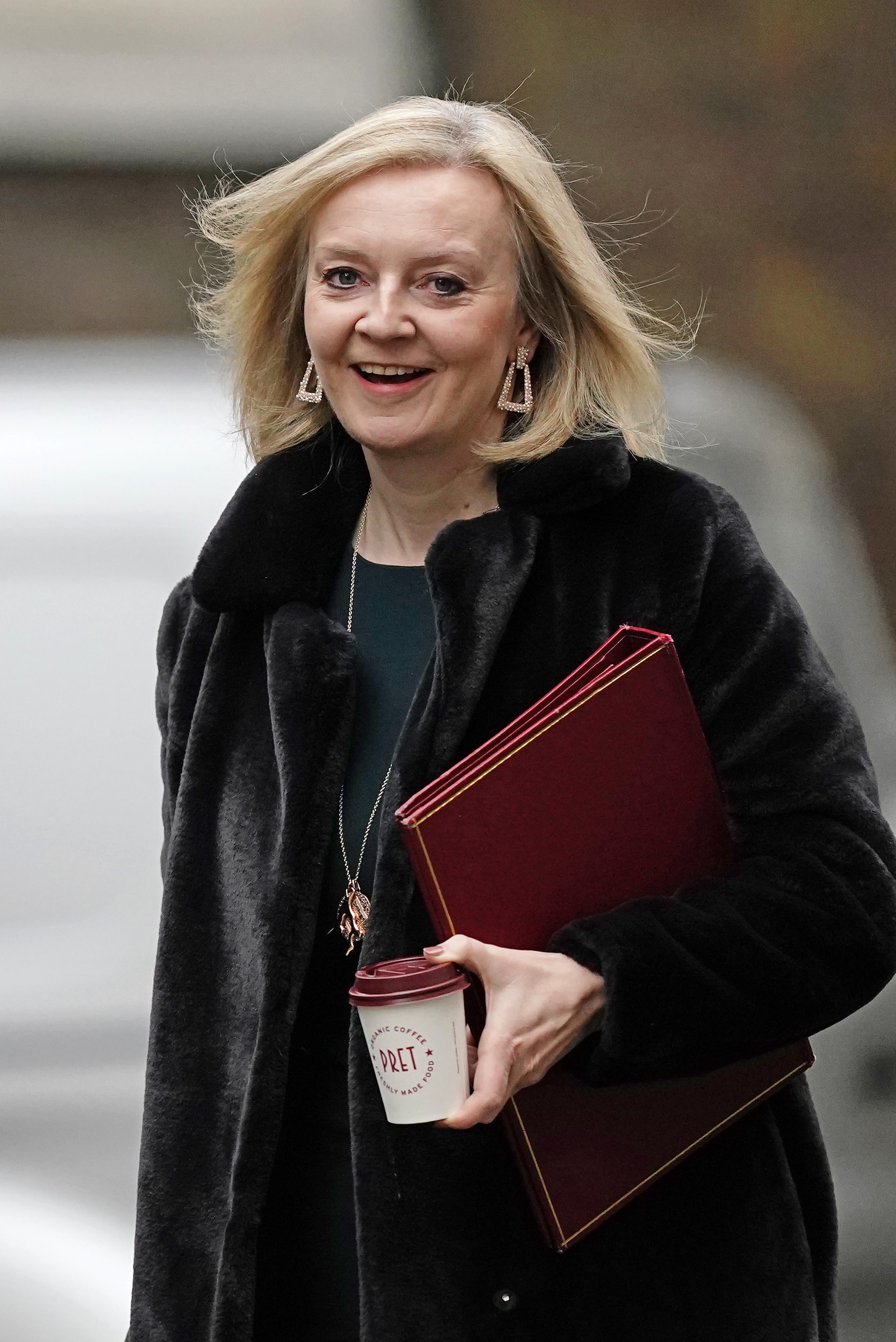 Foreign Secretary Liz Truss arrives in Downing Street, London. (Aaron Chown/PA)