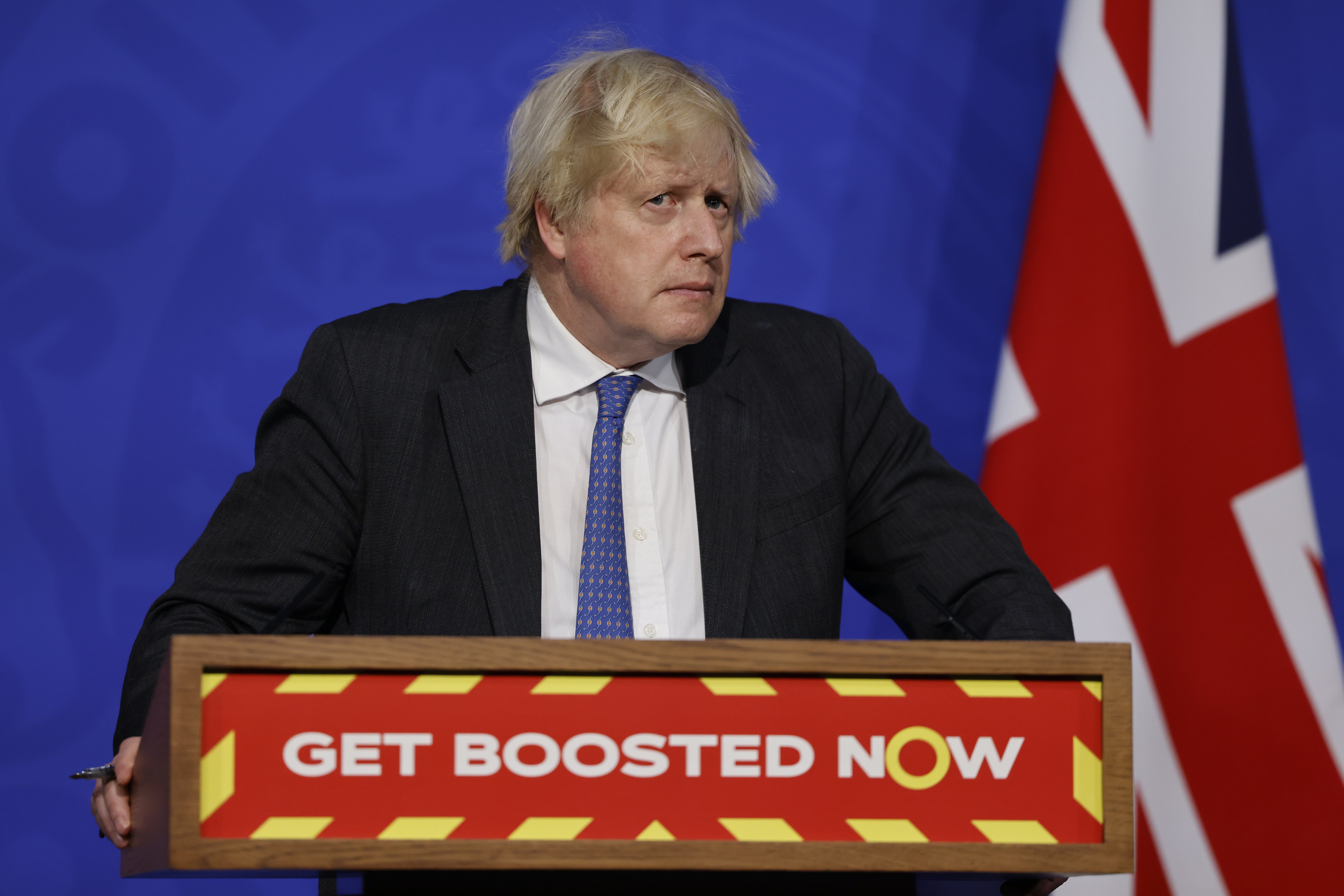 Prime Minister Boris Johnson during a media briefing in Downing Street (Tolga Akmen/PA)