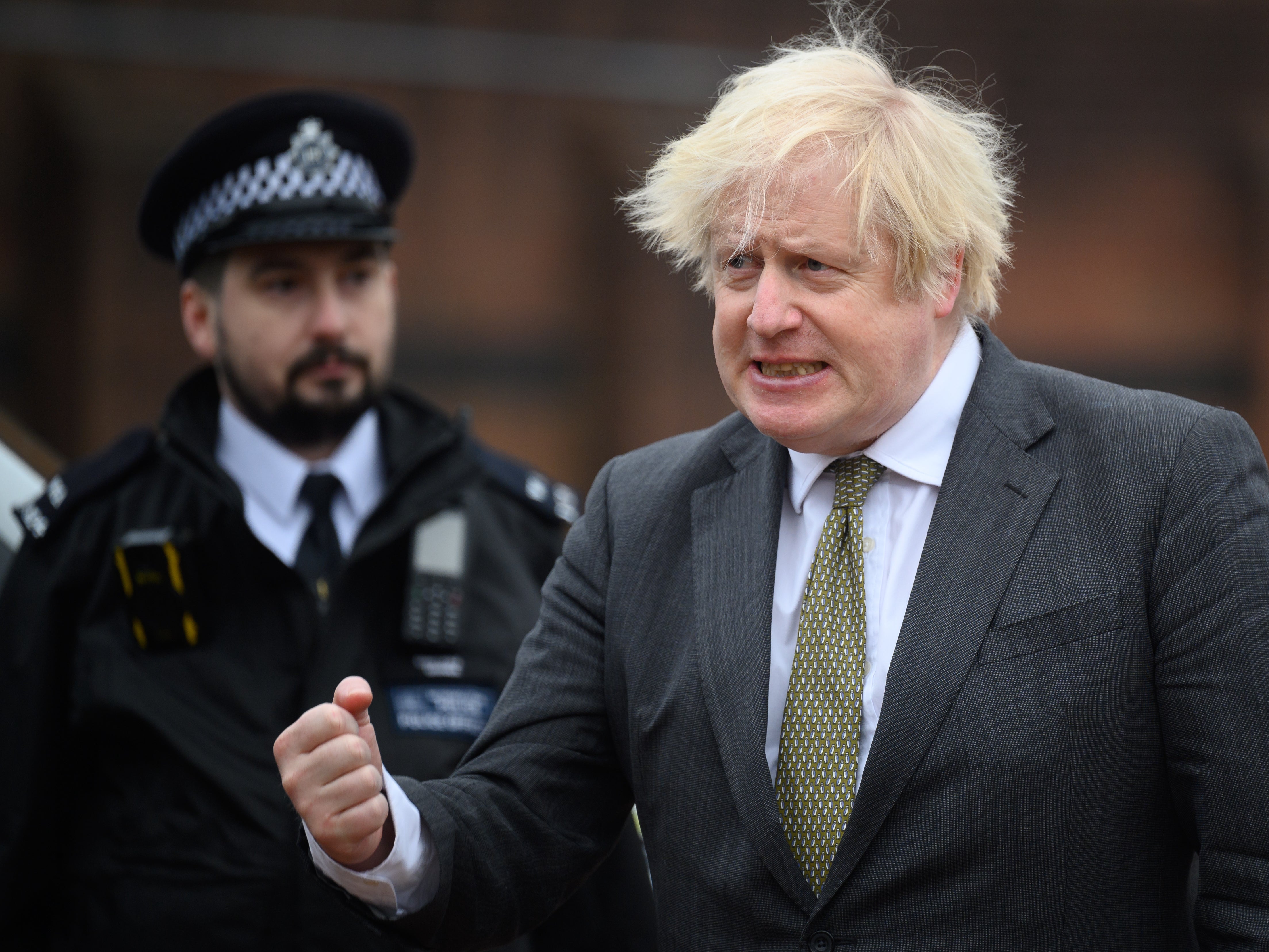Boris Johnson speaks with officers on a constituency visit to Uxbridge police station last week