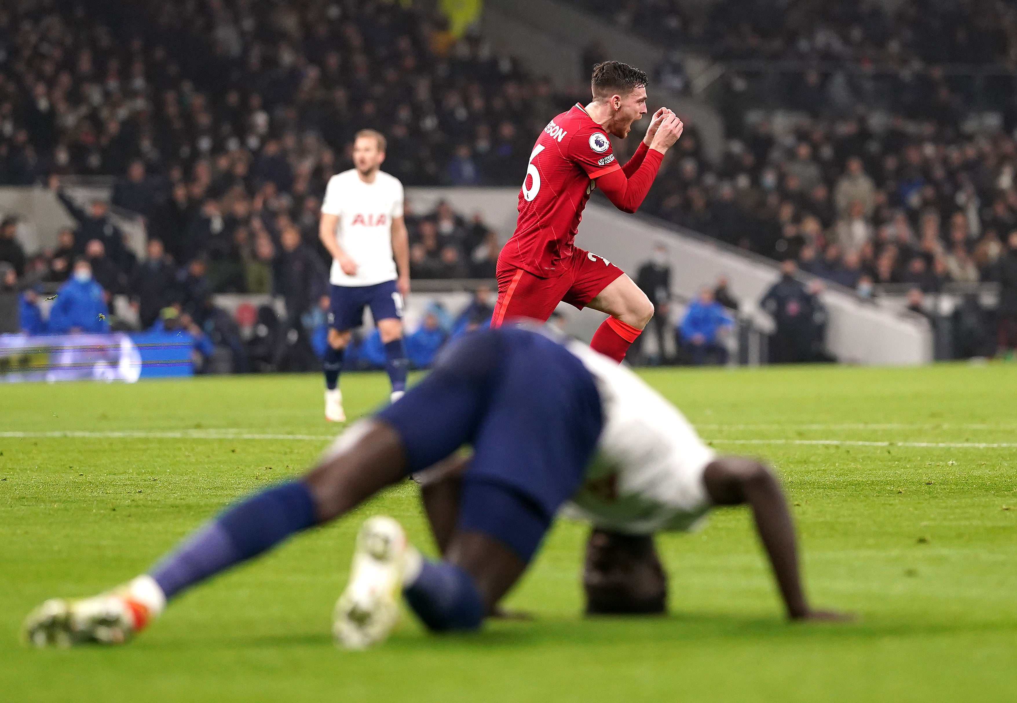 Andrew Robertson was on target before seeing red for Liverpool (Adam Davy/PA)