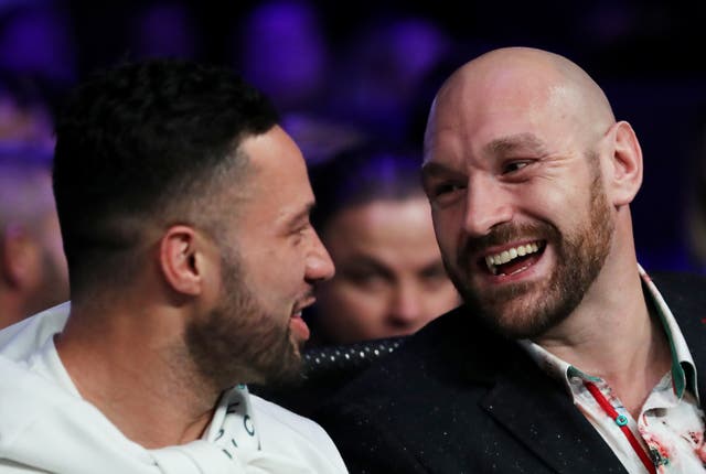 <p>Tyson Fury (right) with fellow heavyweight Joseph Parker</p>