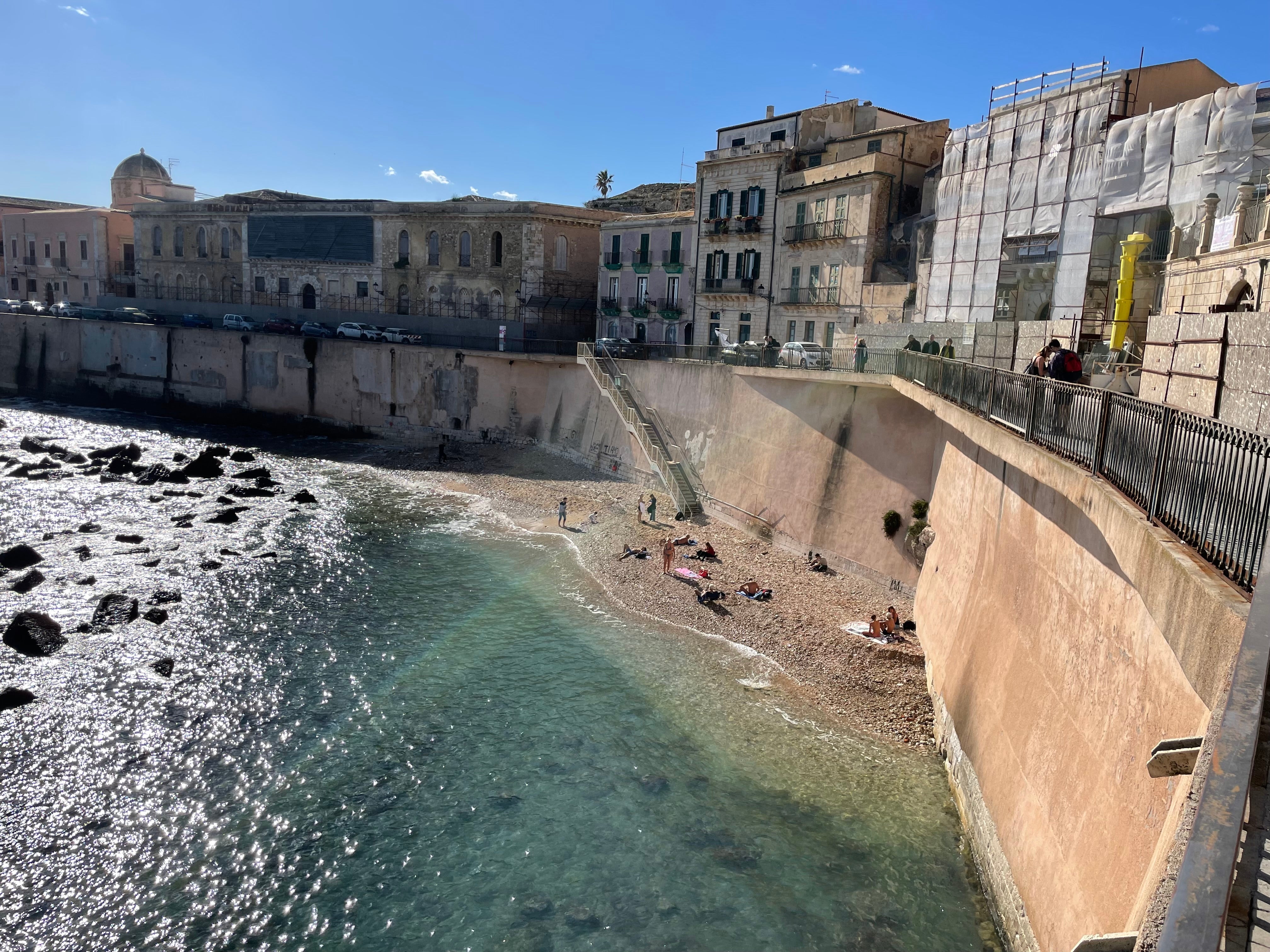 Winter sun makes swimming viable in Ortigia