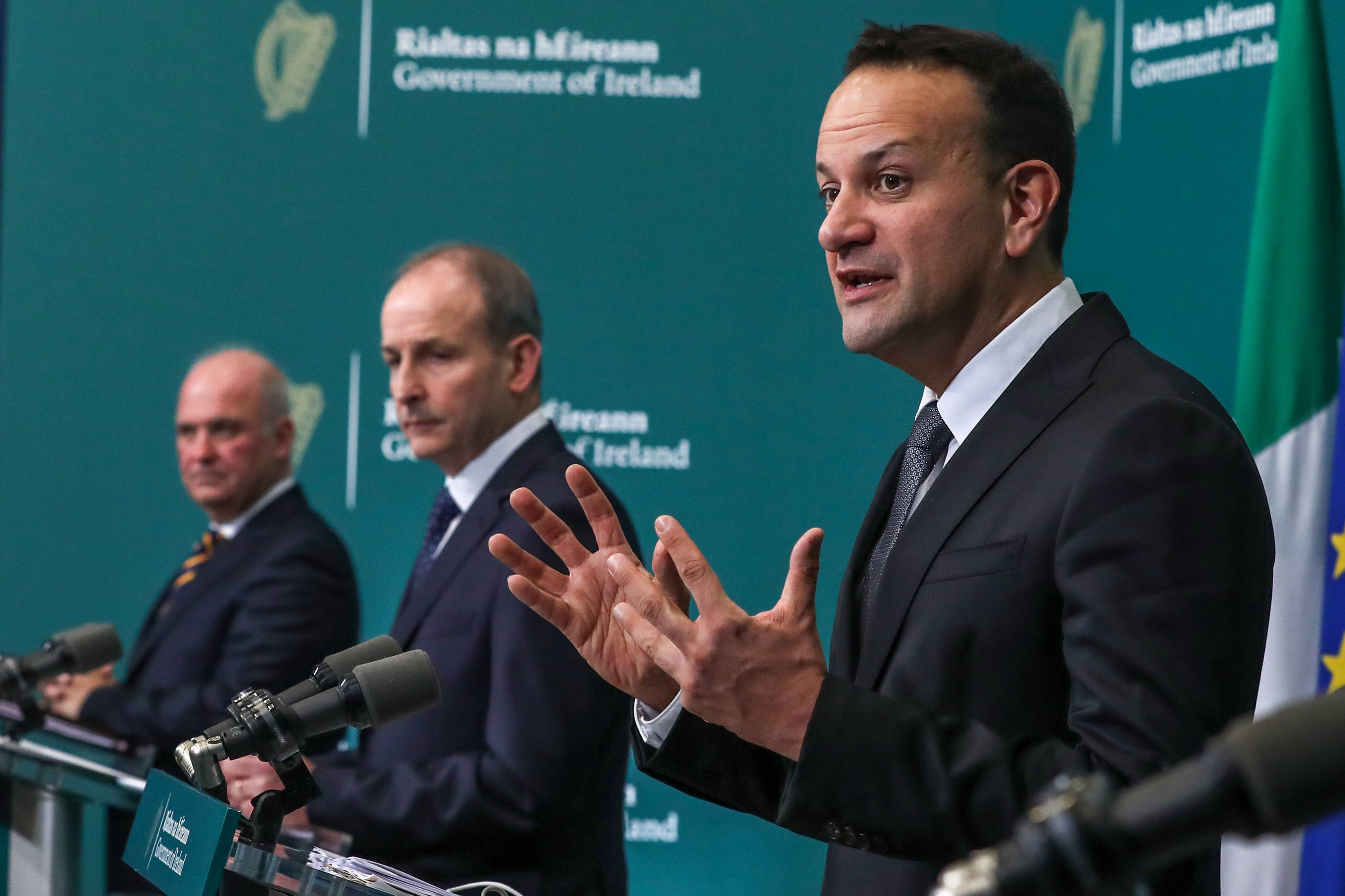 Tanaiste Leo Varadkar speaking to the media at Government Buildings, as new Covid-19 restrictions were announced last week (Julien Behal/PA)