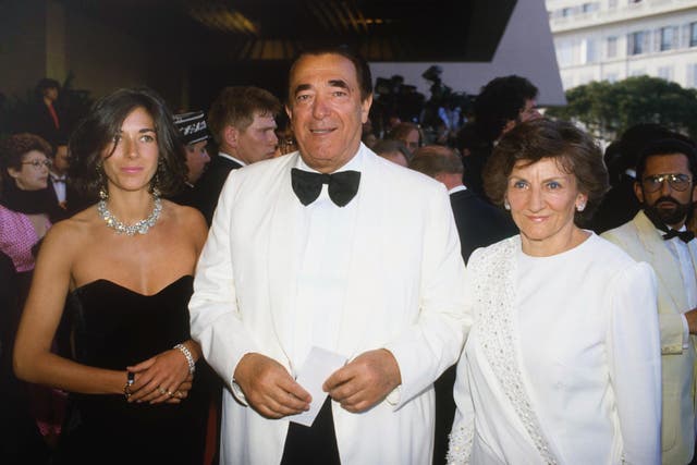 <p>Ghislaine Maxwell with her parents at the Cannes Film Festival in France in May 1987 </p>