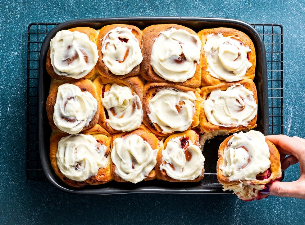 <p>Tangy cream cheese enriches the dough for these sweet-and-tart breakfast rolls</p>