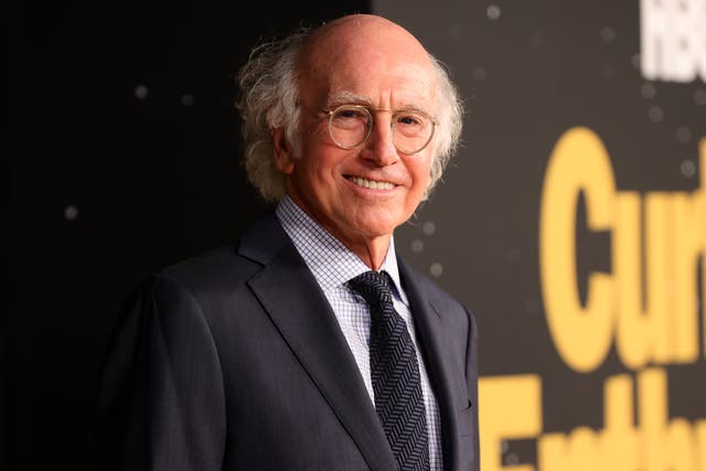 <p>Larry David attends the premiere of HBO’s ‘Curb Your Enthusiasm’ on 19 October 2021 in Los Angeles, California</p>