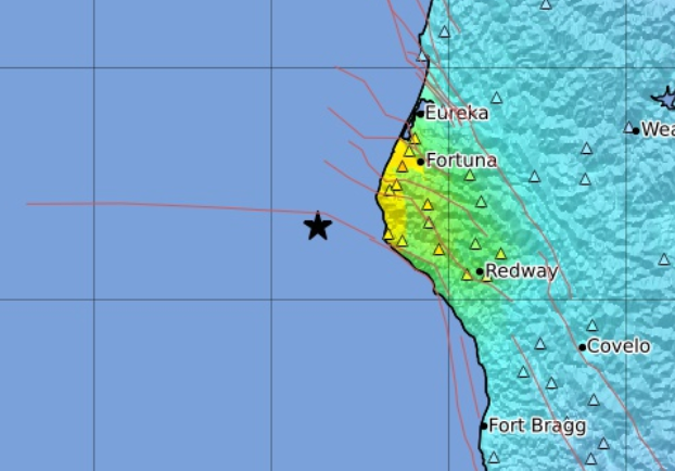 <p>A chart showing a 6.2 earthquake off the coast of Eureka, California, recorded on Monday, 20 December, 2021.  </p>